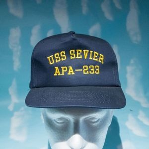 ⭐️2/$10 Vintage 90s Embroidered USS Sevier APA-233 Snapback